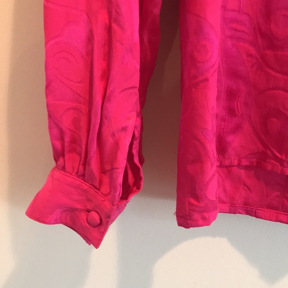 Vintage 1980s Hot Pink Silk Long-sleeve Shirt Size 8. - Picture 5 of 9